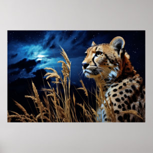 Póster Animales Cheetah Wildlife Wilderness Colorous Art