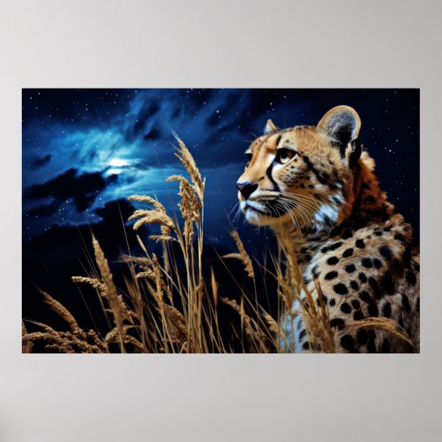 Póster Animales Cheetah Wildlife Wilderness Colorous Art (Frente)