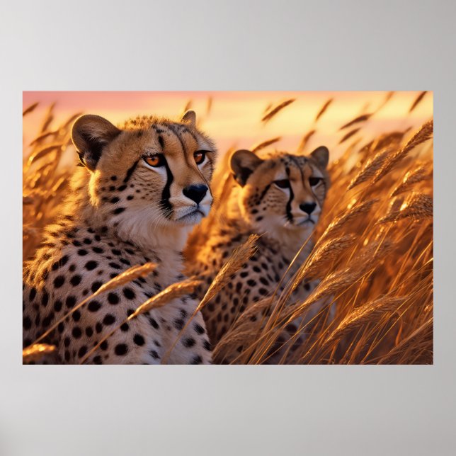 Póster Animales Cheetah Wildlife Wilderness Colorous Art (Frente)
