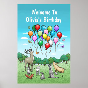 Póster Animales con Globos