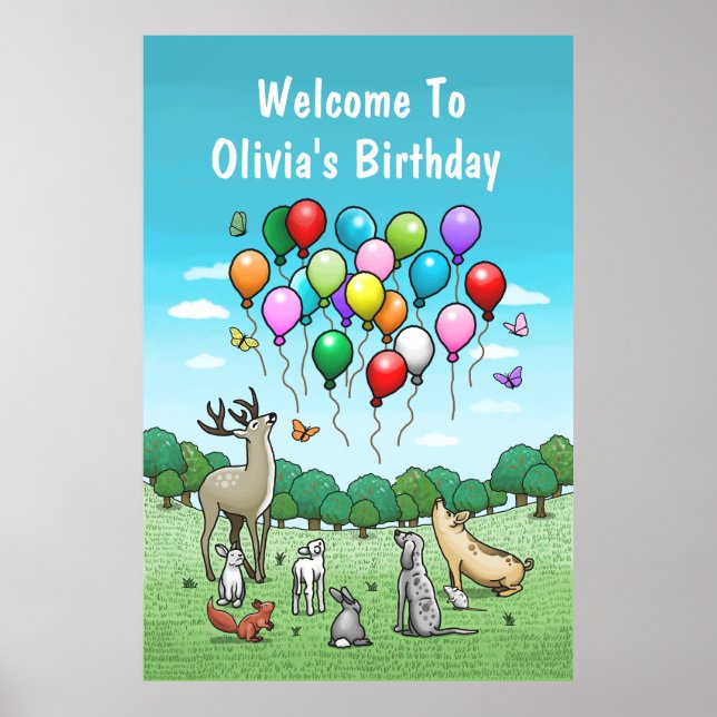 Póster Animales con Globos (Frente)
