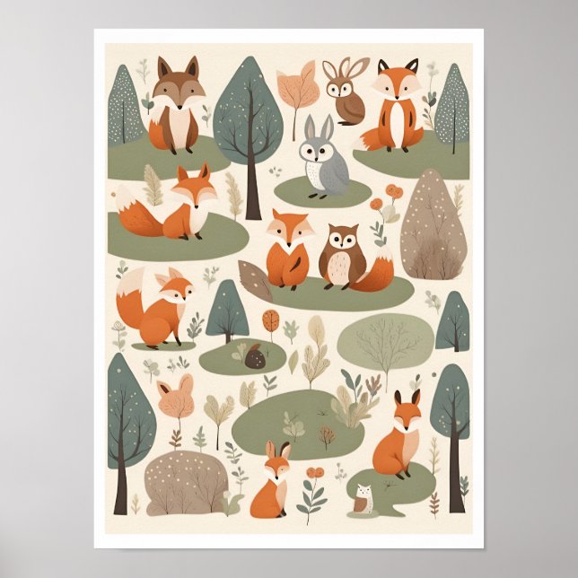 Póster Animales Cute Woodland (Frente)