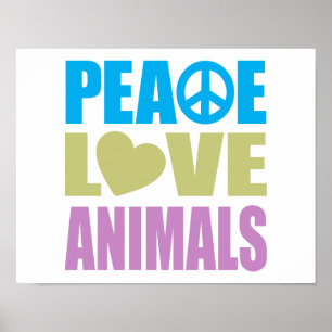 Póster Animales de amor por la paz