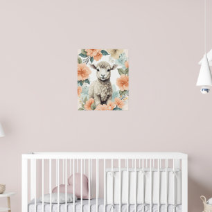 Póster Animales de bebé lindo - Cordero blanco