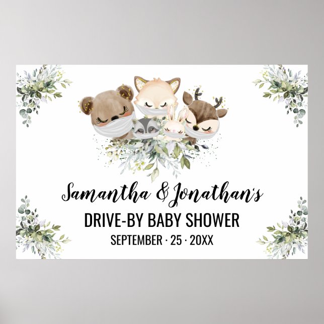 Póster Animales de bosque Baby Shower (Frente)