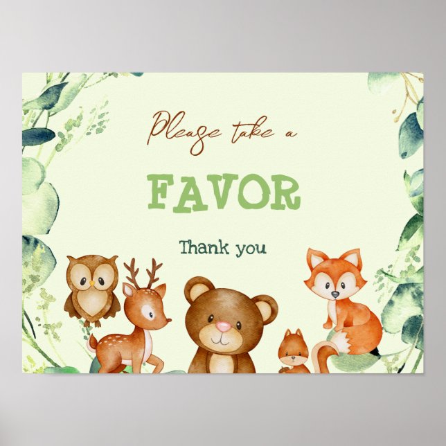 Póster Animales de bosque de vegetación Eucalyptus Favor (Frente)