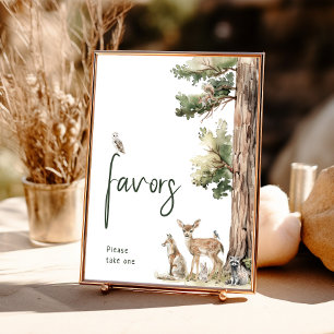 Póster Animales de bosque forestal Baby Shower favorece e