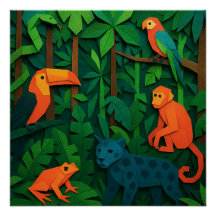 Animales de Bosque Plegados – Fauna Tropical de la