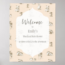 Animales de Bosque Vintage Bienvenidos al Bebé