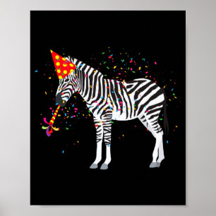 Póster Animales de cebra de fiesta teniendo una fiesta