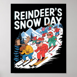 Póster Animales de esquiar de invierno en el Día de la Ni
