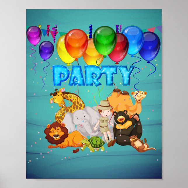 Póster animales de fiesta (Frente)