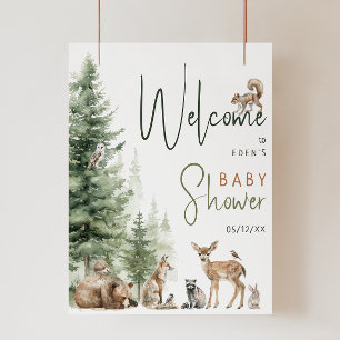 Póster Animales de Forest Woodland Bienvenidos al Rótulo
