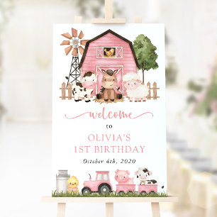 Póster Animales de granja, Animales lindos, Bienvenida al