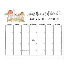 Animales de Granja Baby Shower Adivina Calendario 