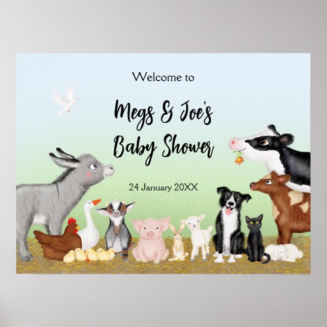 Póster Animales de granja de animales de granja de bebé s (Frente)
