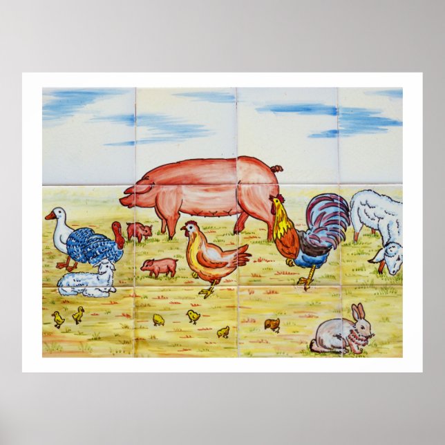 Póster Animales de granja de cosecha (Frente)