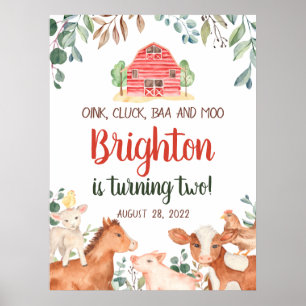 Póster Animales de granja desfile bienvenida bebé Poster