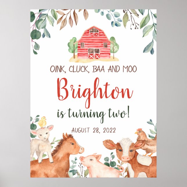 Póster Animales de granja desfile bienvenida bebé Poster  (Frente)