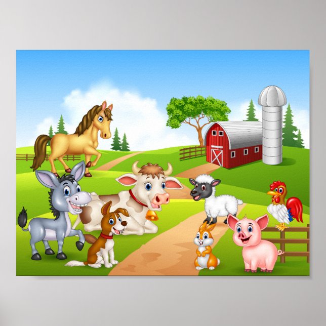 Póster animales de granja personalizado (Frente)