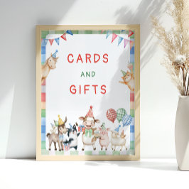 Póster Animales de granja Tarjetas de fiesta de cumpleaño