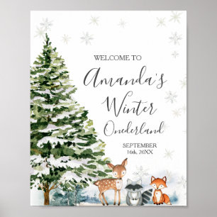 Póster Animales de invierno copan Nieve Cumpleaños de ONE