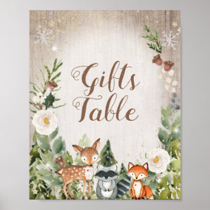 Póster Animales de invierno Regalos Florales de Woodland