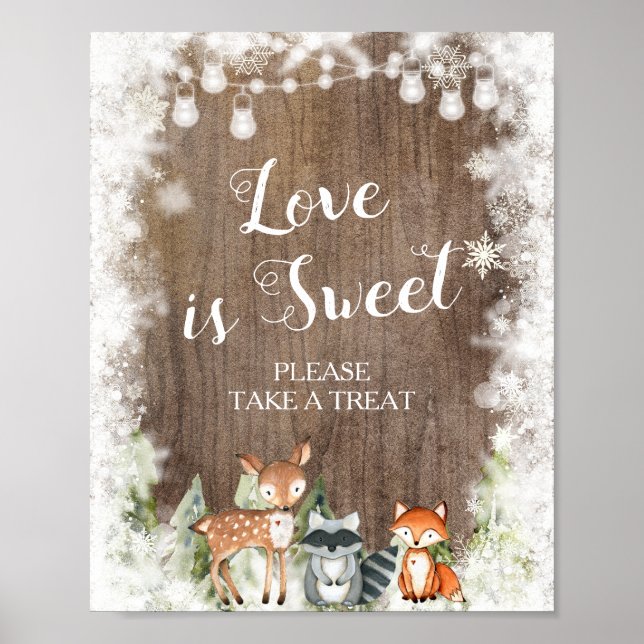 Póster Animales de invierno rústicos El amor de Woodland  (Frente)