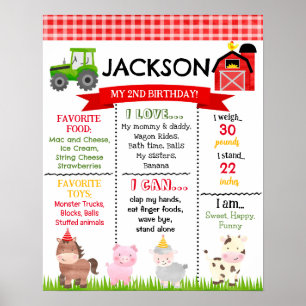 Póster Animales de la granja de Barnyard Rótulo de cumple