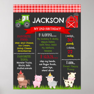 Póster Animales de la granja de Barnyard Rótulo de cumple