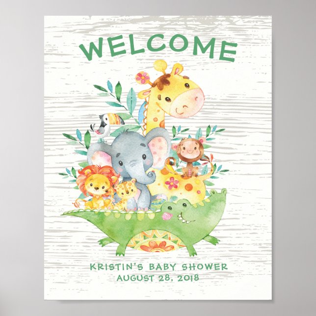 Póster Animales de la jungla de Safari dan la bienvenida  (Frente)
