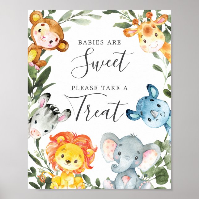 Póster Animales de la jungla Los bebés de Baby Shower son (Frente)
