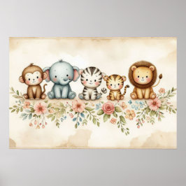 Póster Animales de la Jungla para Guardería 