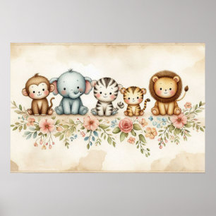 Póster Animales de la Jungla para Guardería