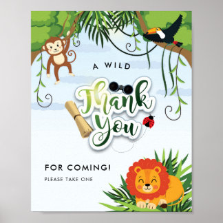 Póster Animales de la Jungla Safari Salvaje Gracias