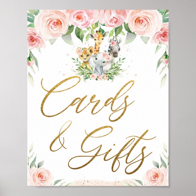 Póster Animales de la jungla Safari Tarjetas y Regalos Fl (Frente)