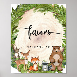 Póster Animales de la madera de bosque trozo de madera fa