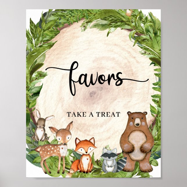 Póster Animales de la madera de bosque trozo de madera fa (Frente)
