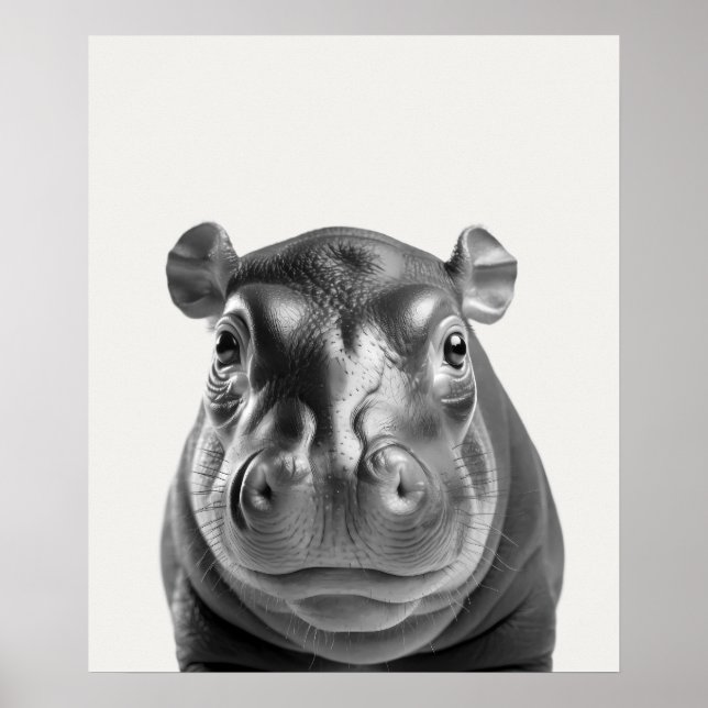 Póster Animales de la selva africana Safari bebé Hipopóta (Frente)