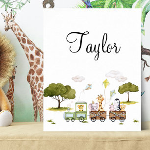 Póster Animales de la selva bebés lindos en un viaje en t