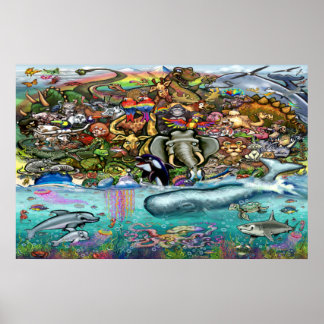 Póster Animales de la tierra y del gran Poster marino