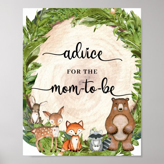 Póster Animales de madera Consejo para la futura madre (Frente)