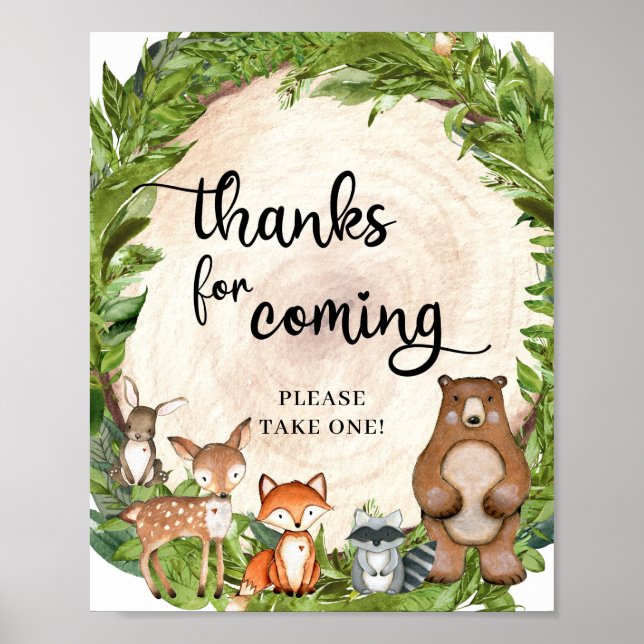 Póster Animales de madera trozos de madera gracias por ve (Frente)