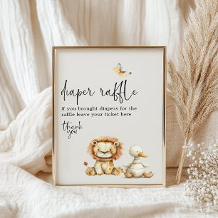 Póster Animales de peluche vintage Sorteo de pañales para