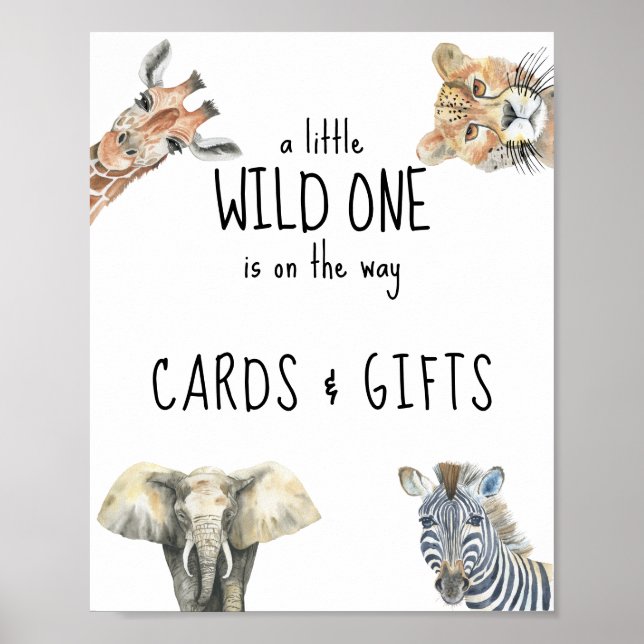 Póster Animales de safari acuarela - tarjetas y regalos (Frente)