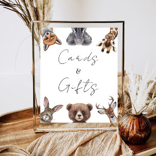 Póster Animales de safari adorables tarjetas de ducha par