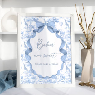 Póster Animales de Safari Azul Toile de Jouy Bebés son Du