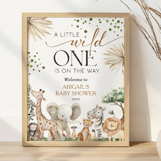 Póster Animales de Safari Bienvenida a Baby Shower de Gén