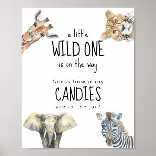 Póster Animales de Safari - Cuántos caramelos hay en el f