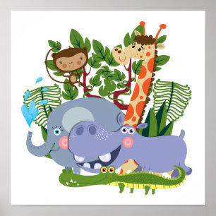 Póster Animales de Safari Cute